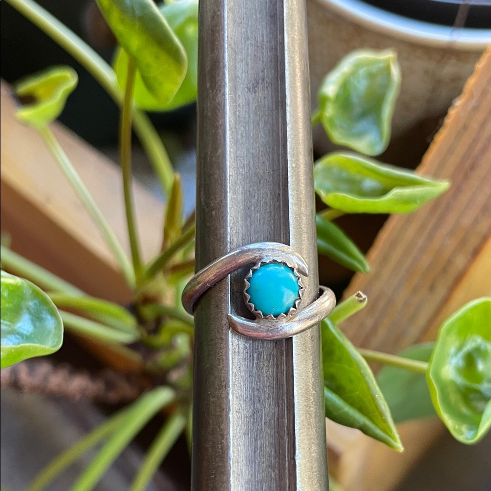 Vintage Silver Turquoise Ring‎ Sz 5
